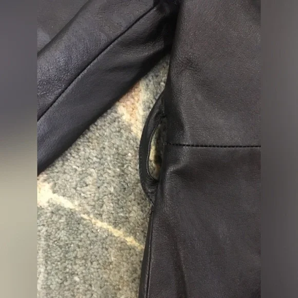 BAGATELLE Vintage Black Hooded Genuine Leather Jacket Womens US Large - Picture 8 of 17